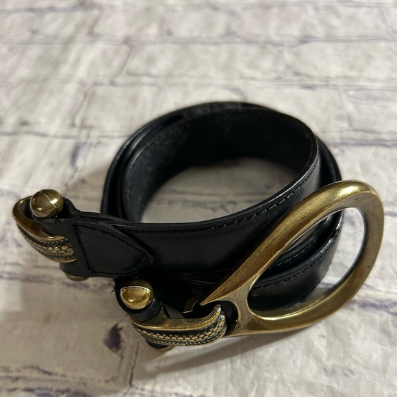 CHICO’S STYLE BLACK LEATHER WITH ORNATE BUCKLE ADJUSTABLE WOMEN’S BELT XL - Picture 1 of 7
